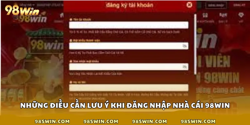 Những điều cần lưu ý khi đăng nhập nhà cái 98win